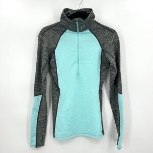 UNDER ARMOUR Gray Blue Half Zip High Neck Lightweight Athletic Workout Top XS